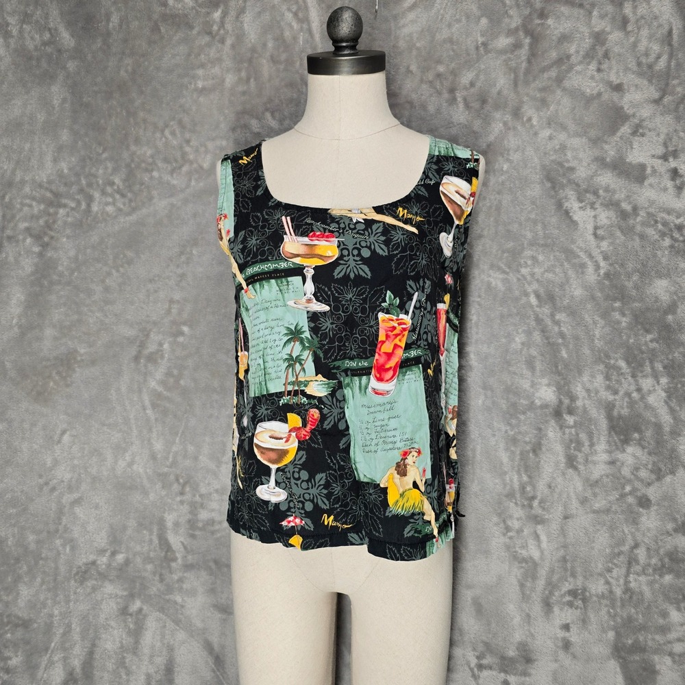 Mamo Hawaiian Tank Top Women Sz 6 Sleeveless Cocktail‎ Beachcombers Daiquiri